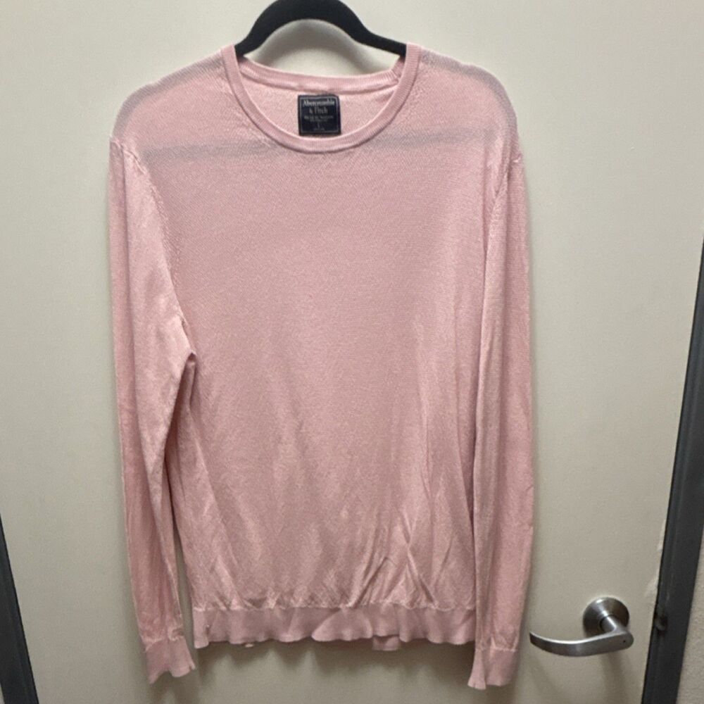 Abercrombie & Fitch Men's Pink Knit Pullover Sweater Size L